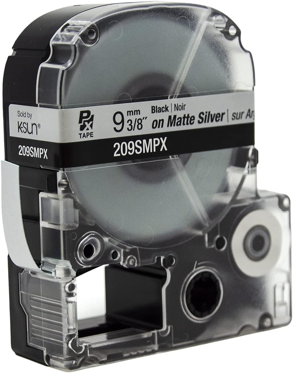 Sold by KSUN  
9 mm / 3/8" on Matte Silver  
Black | Noir  
209SMPX  
TAPE