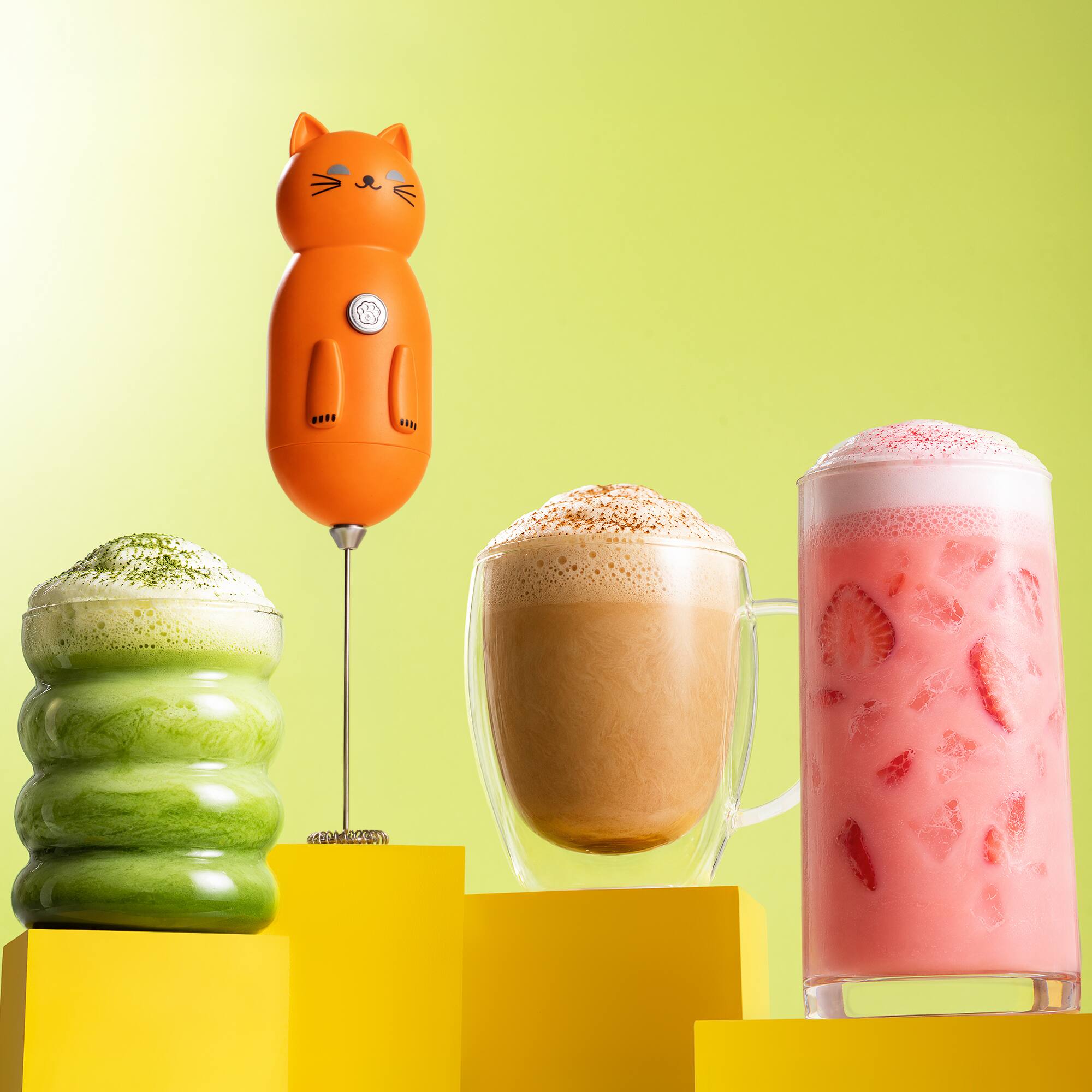 Alt View 2. Zulay Kitchen - Zulay Kitchen Zuki Cat Frother with Fun Stickers Included - Orange.