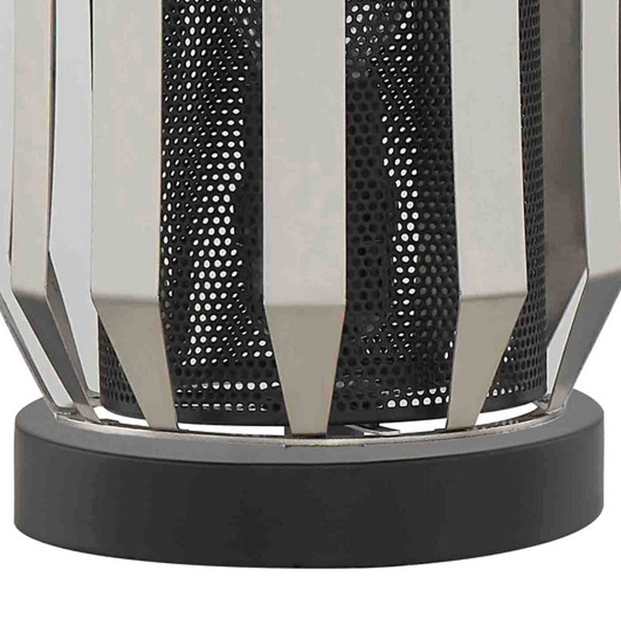 Back. Manhattan Lane - Pin 13 Inch Table Lamp, Accent Cylinder Metal Shade, Round Base - Black, Gray.