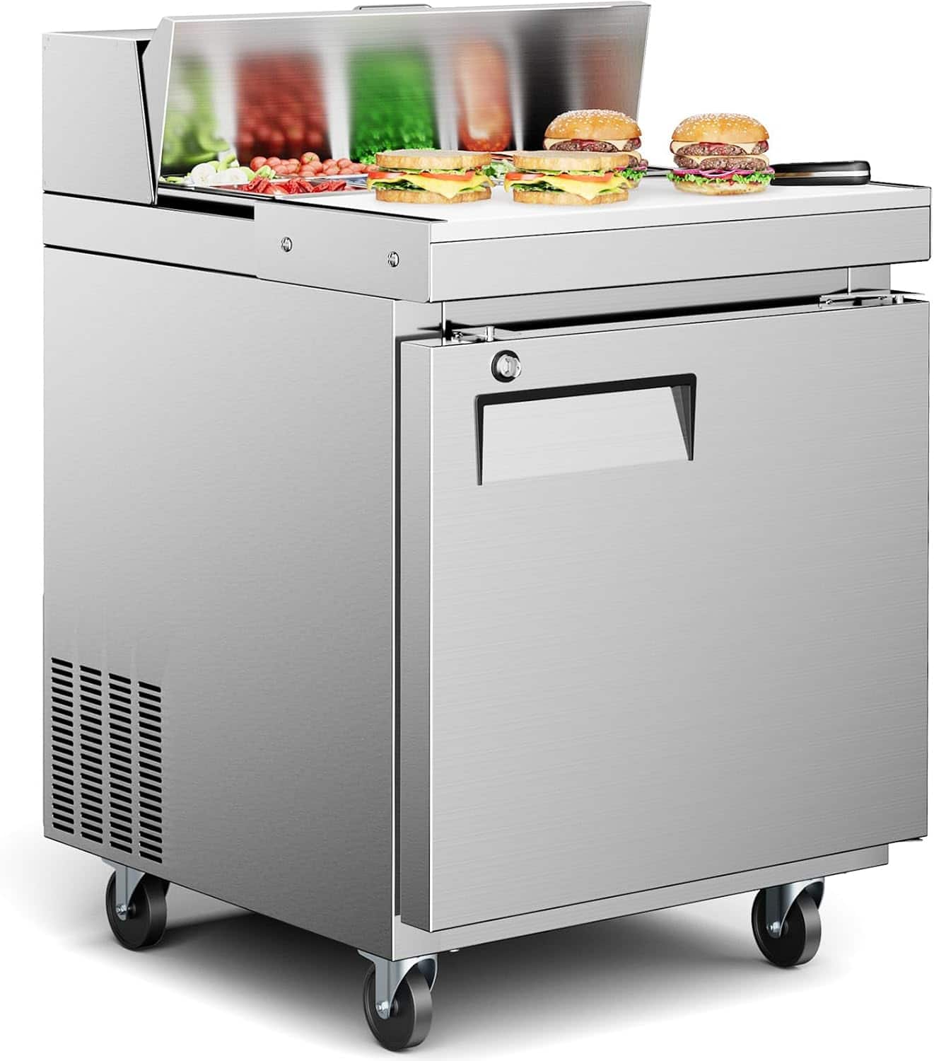 Front. Mirfee - ETL & NSF Certified 27" Commercial Sandwich Prep Refrigerator - 11.6 Cu.Ft. Stainless Steel - Silver.