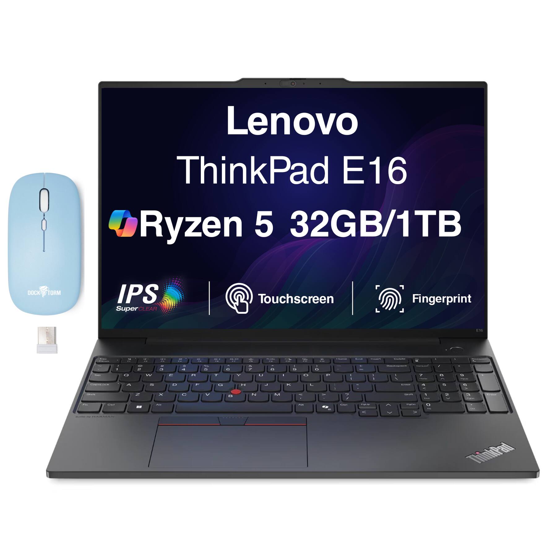 Lenovo - Upgraded - ThinkPad E16 Laptop 16.0 WUXGA Display (Ryzen 5 230, 32GB, 1TB SSD, Win 11 Pro) w/Dockztorm Wireless Mouse - Black