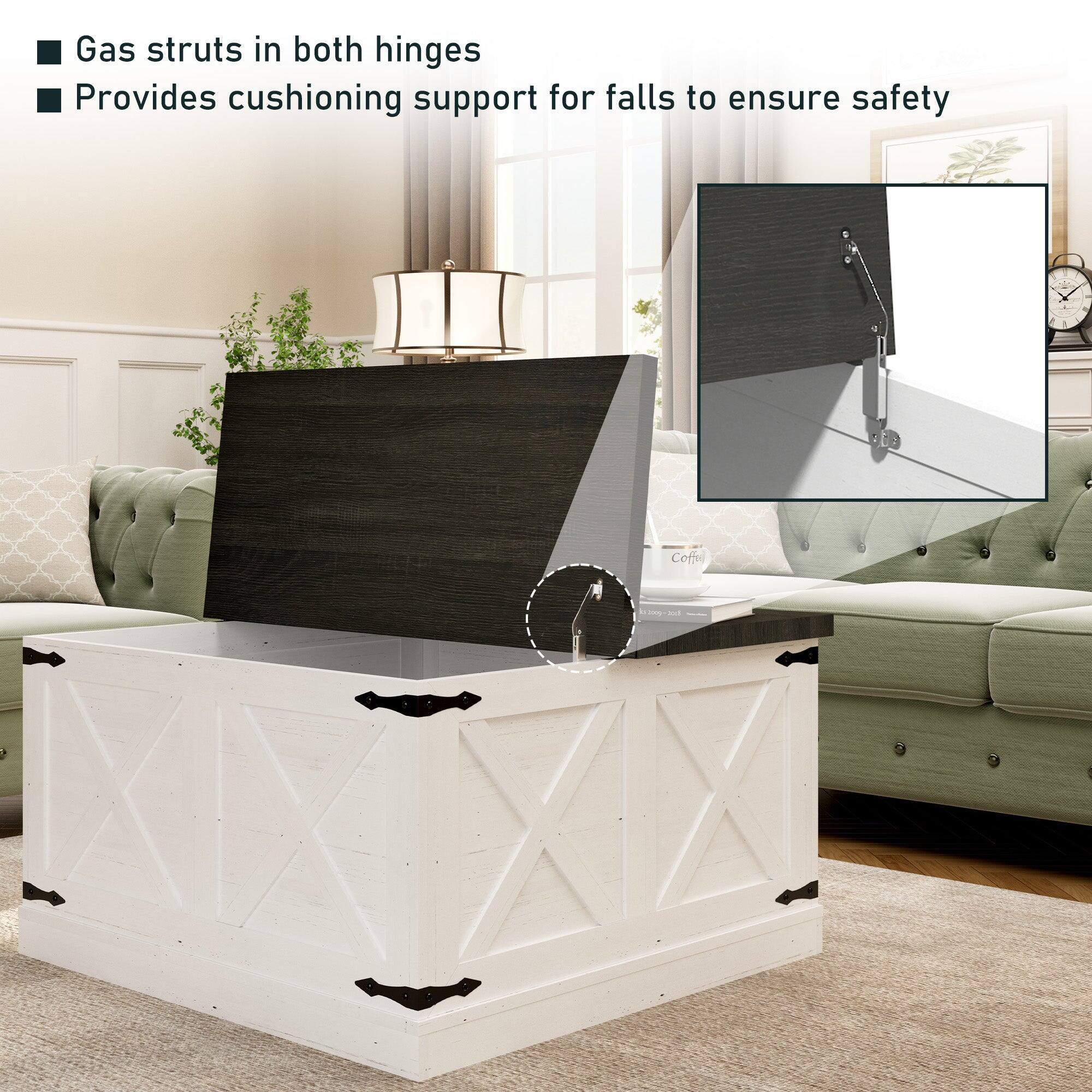 Gas struts in both hinges  
Provides cushioning support for falls to ensure safety