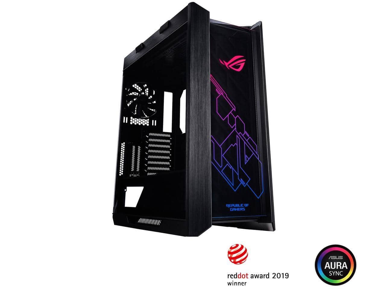 ASUS - ROG Strix Helios GX601 RGB Mid-Tower Case with Tempered Glass and 4 Fans - Black