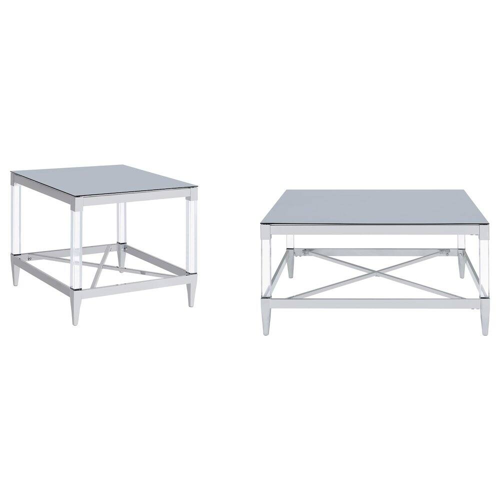 Coaster Co. of America - Lindley 2-piece Square Coffee and End Table Set Chrome - Silver