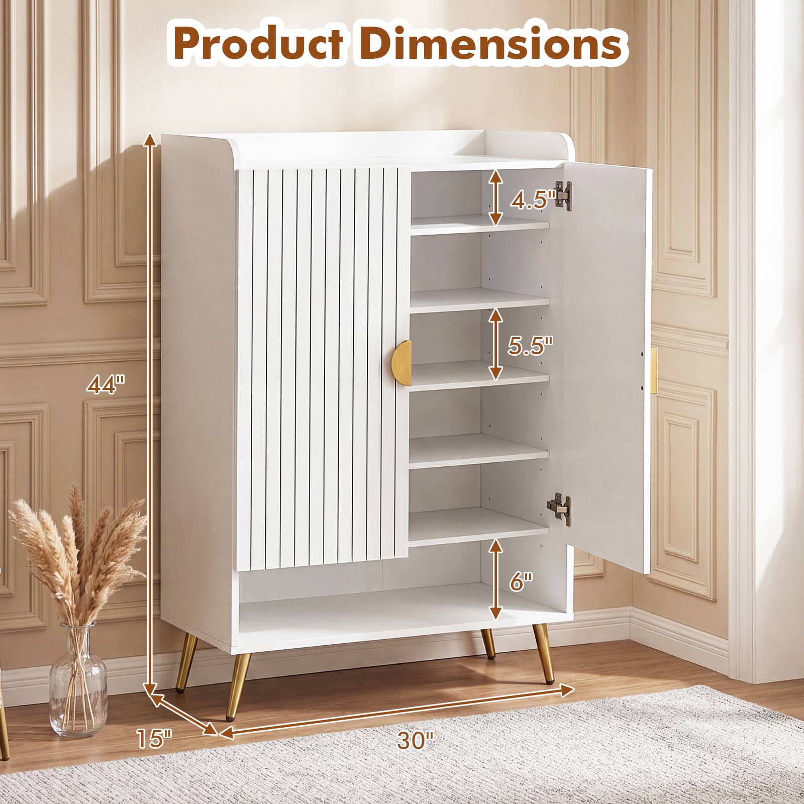Product Dimensions

- 4.5"
- 44"
- 5.5"
- 6"
- 15"
- 30"