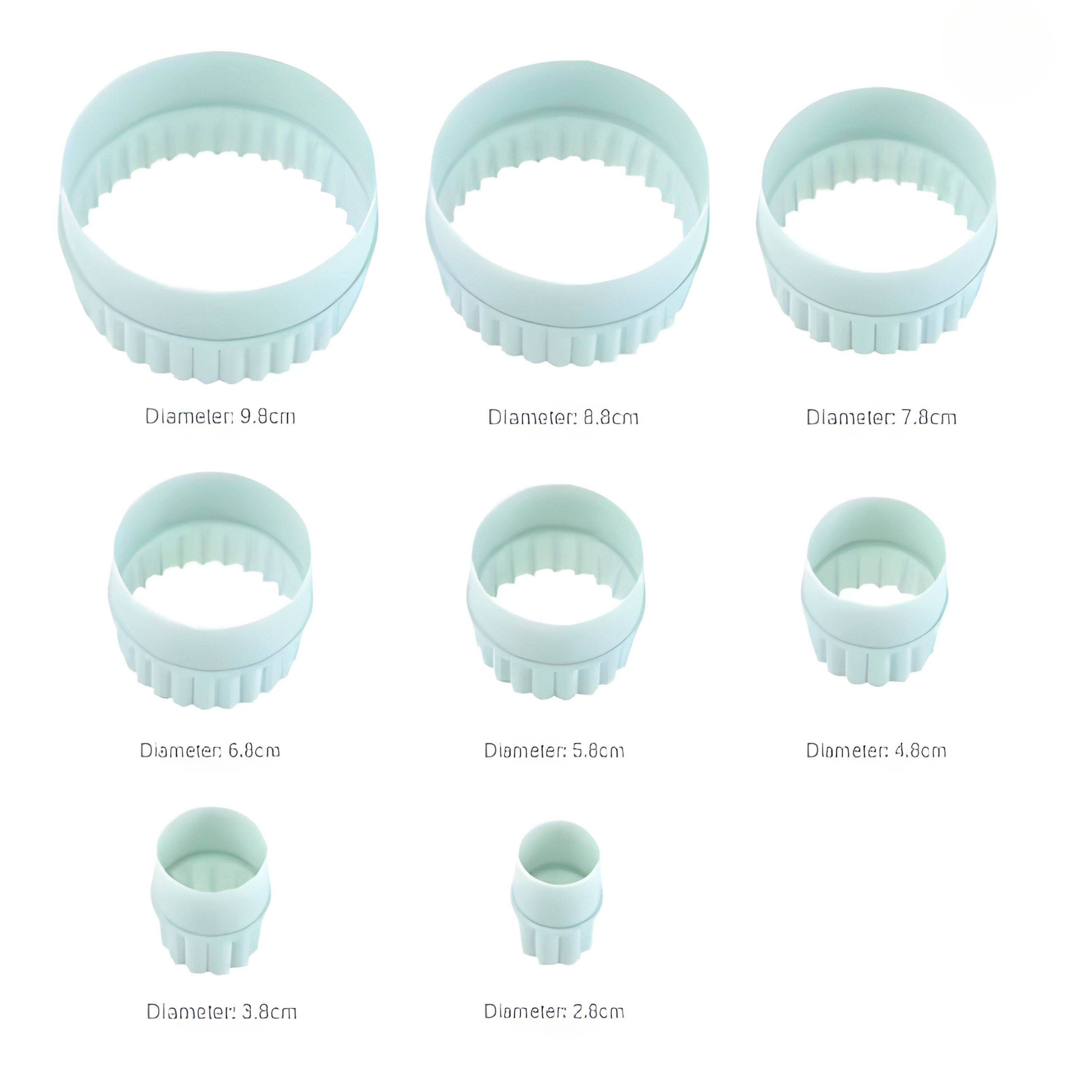 Diameter: 9.8cm  
Diameter: 8.8cm  
Diameter: 7.8cm  
Diameter: 6.8cm  
Diameter: 5.8cm  
Diameter: 4.8cm  
Diameter: 3.8cm  
Diameter: 2.8cm