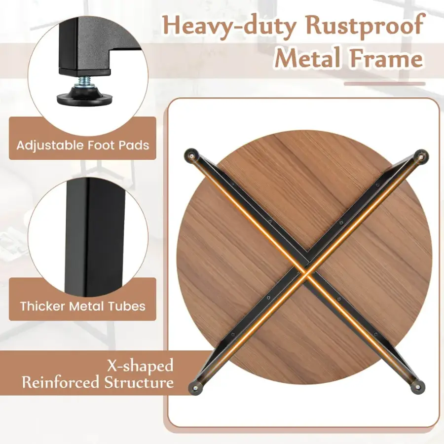 Heavy-duty Rustproof Metal Frame Adjustable Foot Pads Thicker Metal Tubes X-shaped Reinforced Structure