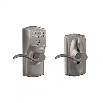 Front. Schlage - Schlage Satin Nickel Steel Electronic Keypad Entry Lock - Satin Nickel.