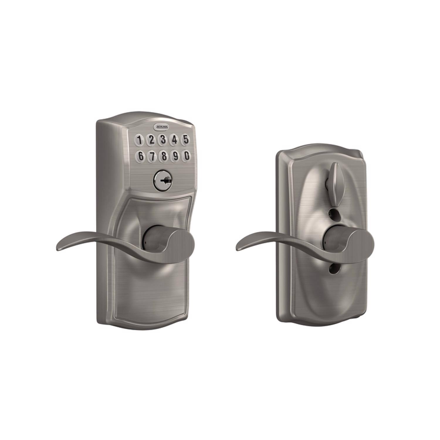 Front. Schlage - Schlage Satin Nickel Steel Electronic Keypad Entry Lock - Satin Nickel.