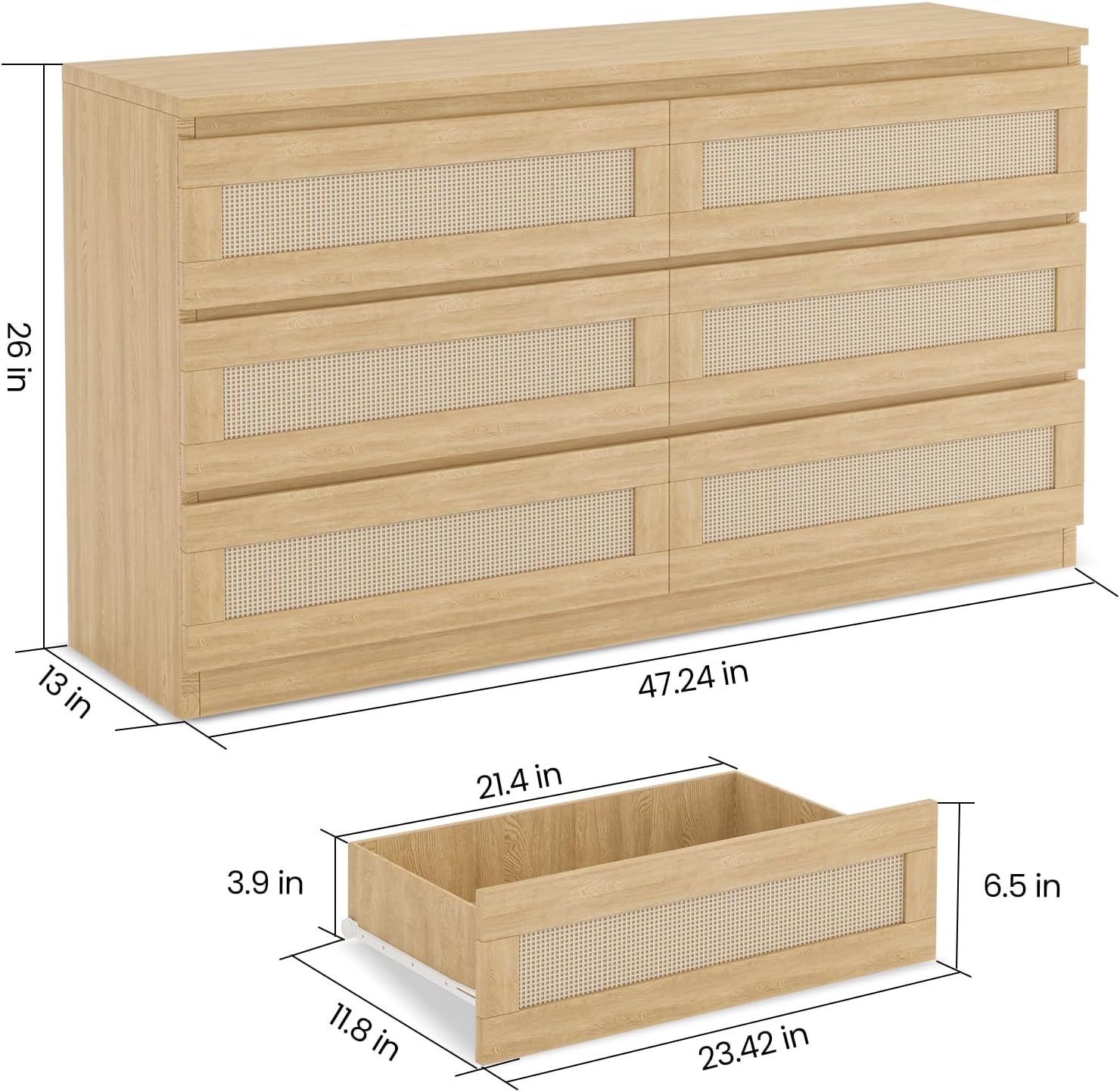 26 in  
13 in  
47.24 in  
21.4 in  
3.9 in  
6.5 in  
11.8 in  
23.42 in