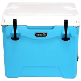 SereneLife - Ultra-Tough 35 Quart Rotomolded Cooler Box, Holds Upto 48 Cans, Keeps Ice Up to 5 Days, Heavy-Duty Insulated - Blue