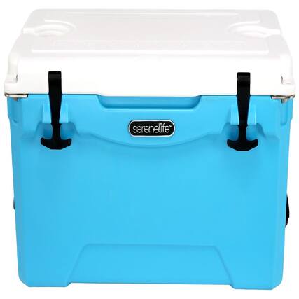 Front. SereneLife - SereneLife Ultra-Tough 35 Quart Rotomolded Cooler Box, Holds Upto 48 Cans, Keeps Ice Up to 5 Days, Heavy-Duty Insulated - Blue.