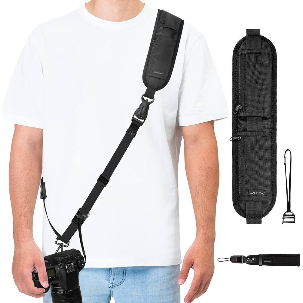 Front. Schertz - Adjustable Camera Strap – Shoulder & Wrist Strap for Nikon, Canon, Sony, Fuji DSLR.
