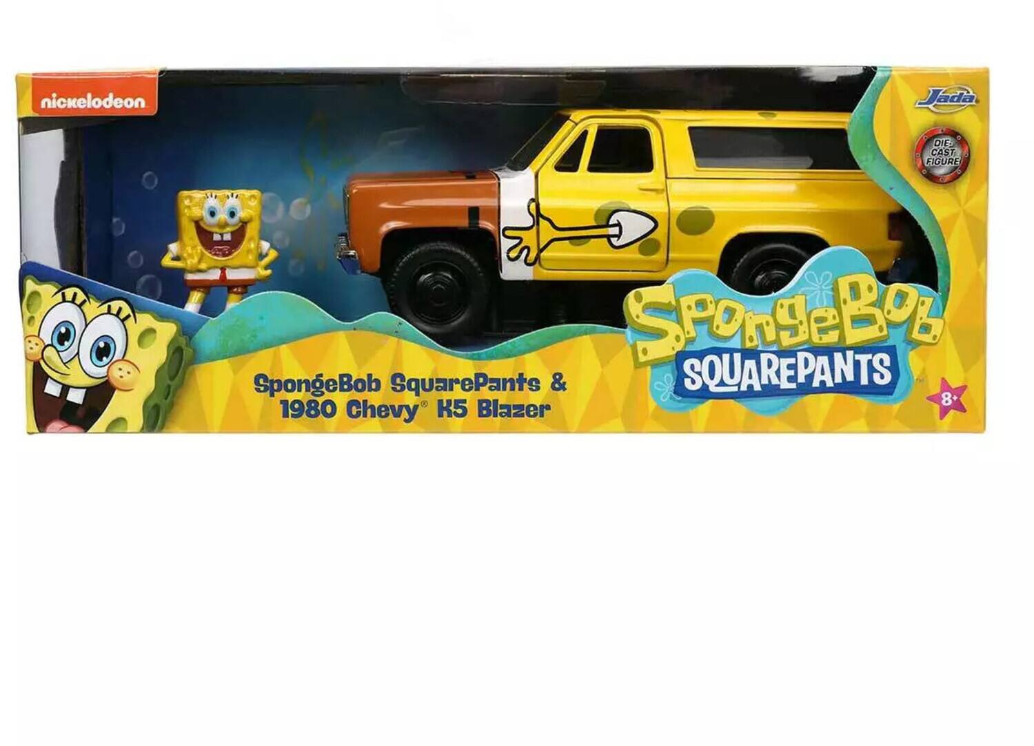 Nickelodeon  
Jada  
Die Cast Figure  
SpongeBob SquarePants & 1980 Chevy K5 Blazer  
SpongeBob SquarePants  
8+