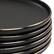 Left. Elama - Elama Paul 6 Piece Stoneware Salad Plate Set in Matte Black with Gold Rim - Black.