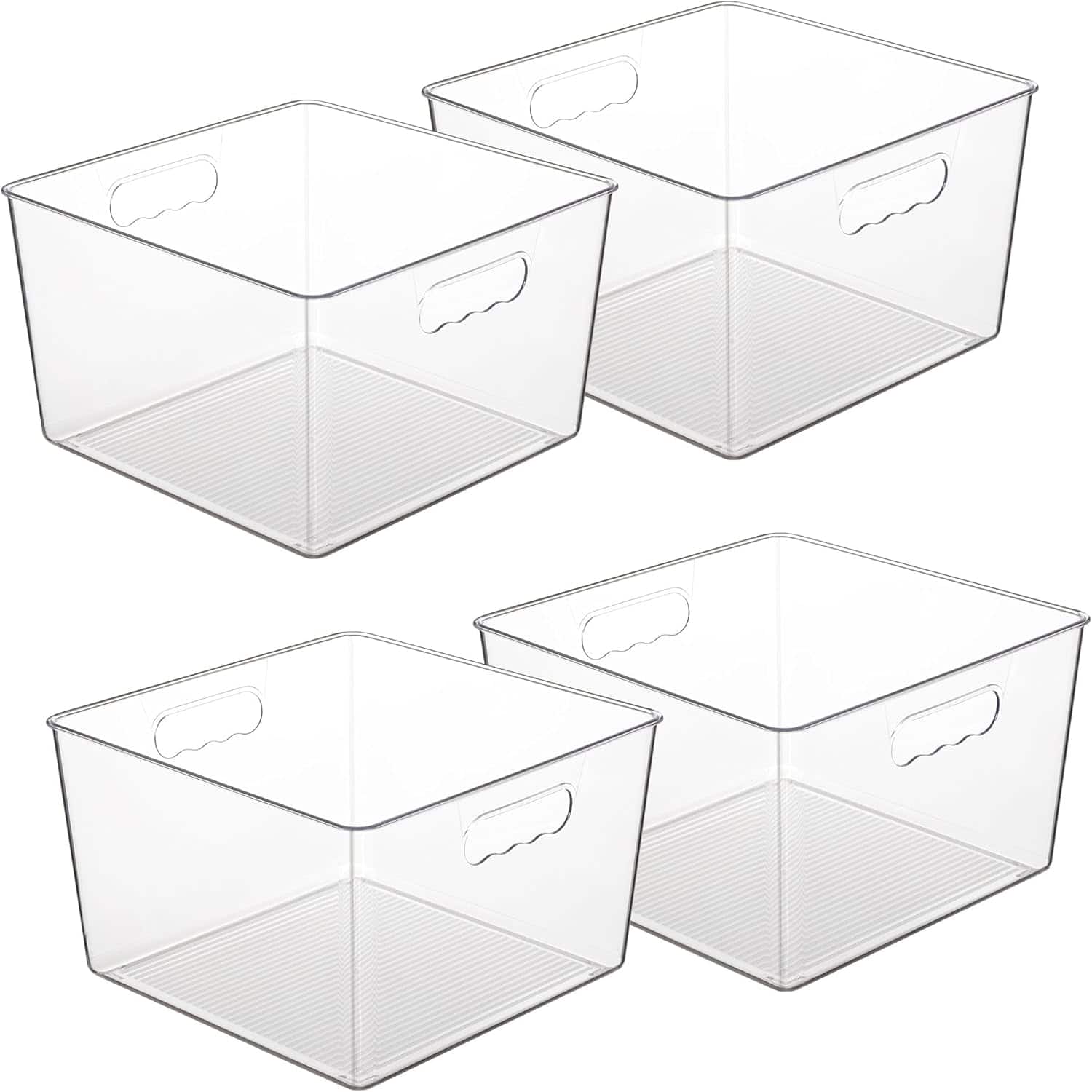 RTMB - 4-Pack XL Clear Plastic Storage Bins with Handles, 11x11 Acrylic Cubes