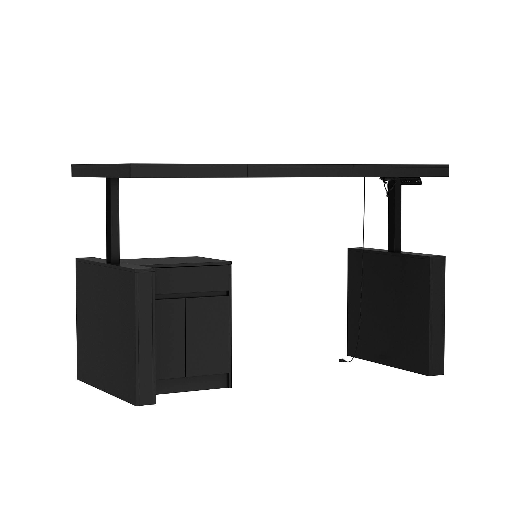 Angle. Famapy - Famapy Electric Standing Desk: Adjustable Height, Smart Storage & Modern Design - Black.