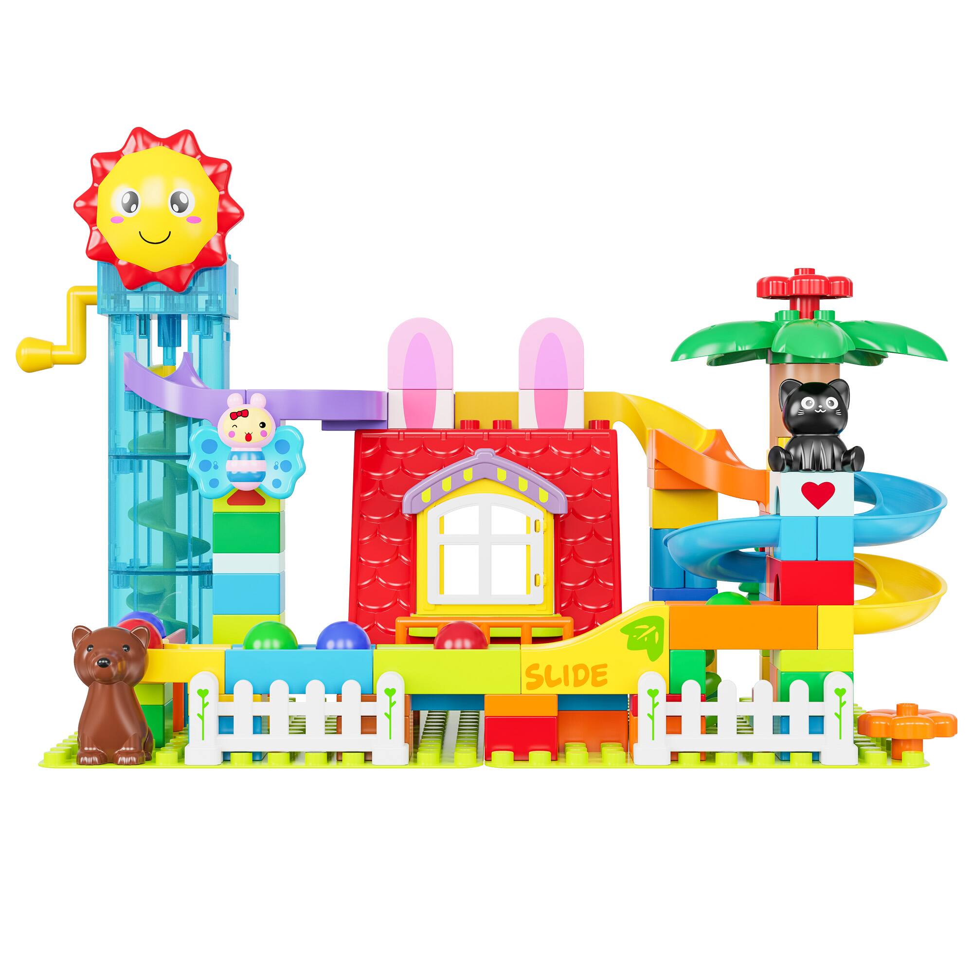 Alt View 2. Contixo - MK1 Marble Track Building Set, 118-Piece STEM Toy with Elevator Lift, Rabbit House & Multi-Lane Marble Run, Ages 3+ - Multi.