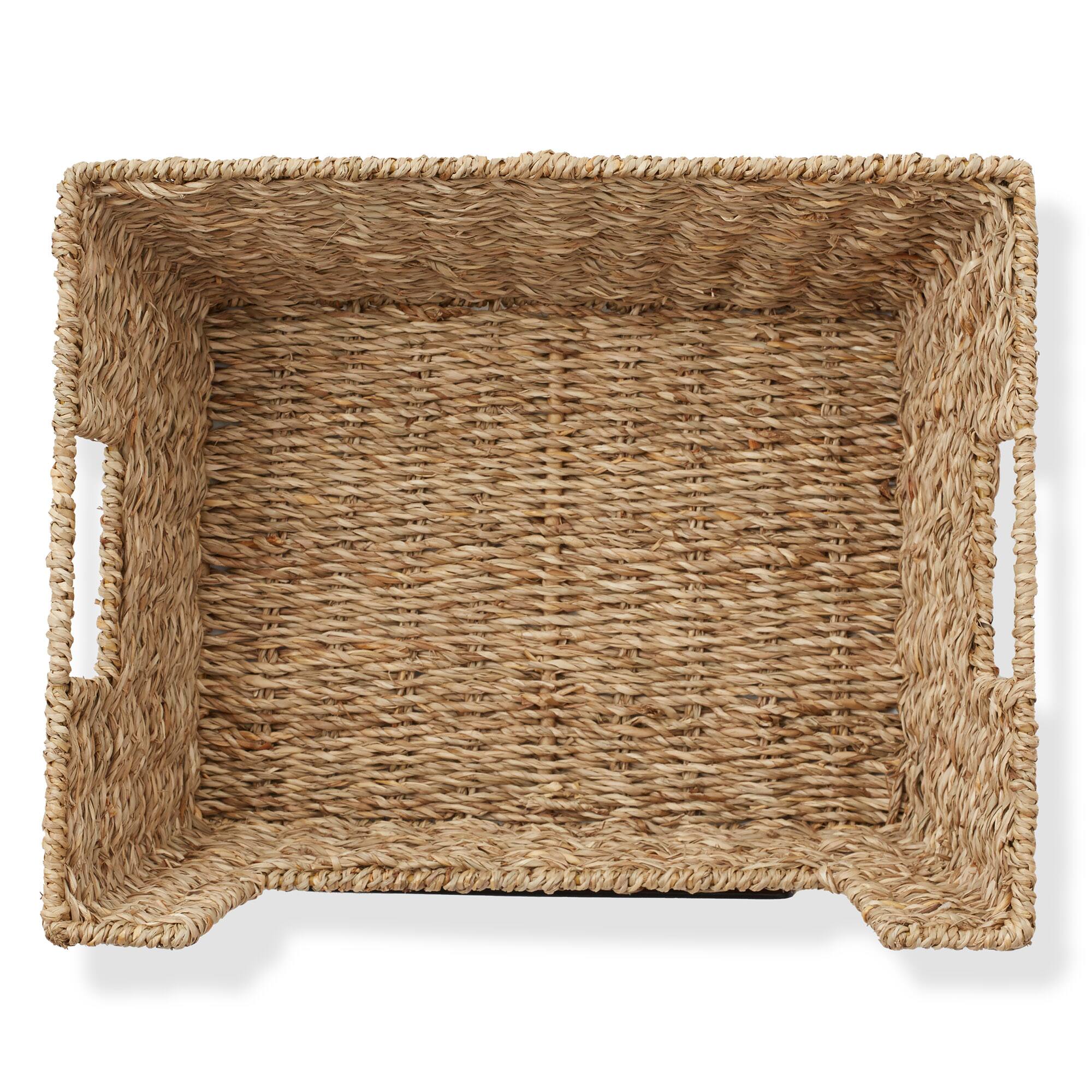 Alt View 5. Casafield - 2pk Seagrass Water Hyacinth Pantry Baskets with Handles - Wide Kitchen Bins - Natural - Seagrass.