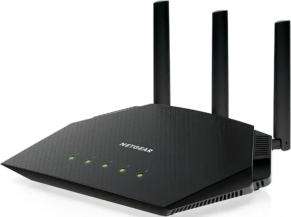 Left. NETGEAR - Nighthawk AX3000 Dual-Band Wi-Fi 6 Router - Black.
