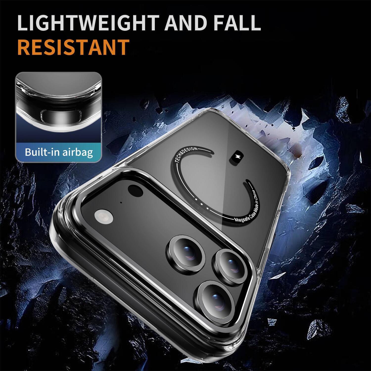 LIGHTWEIGHT AND FALL RESISTANT  
Built-in airbag  
TECHADESIGN  
Made in China