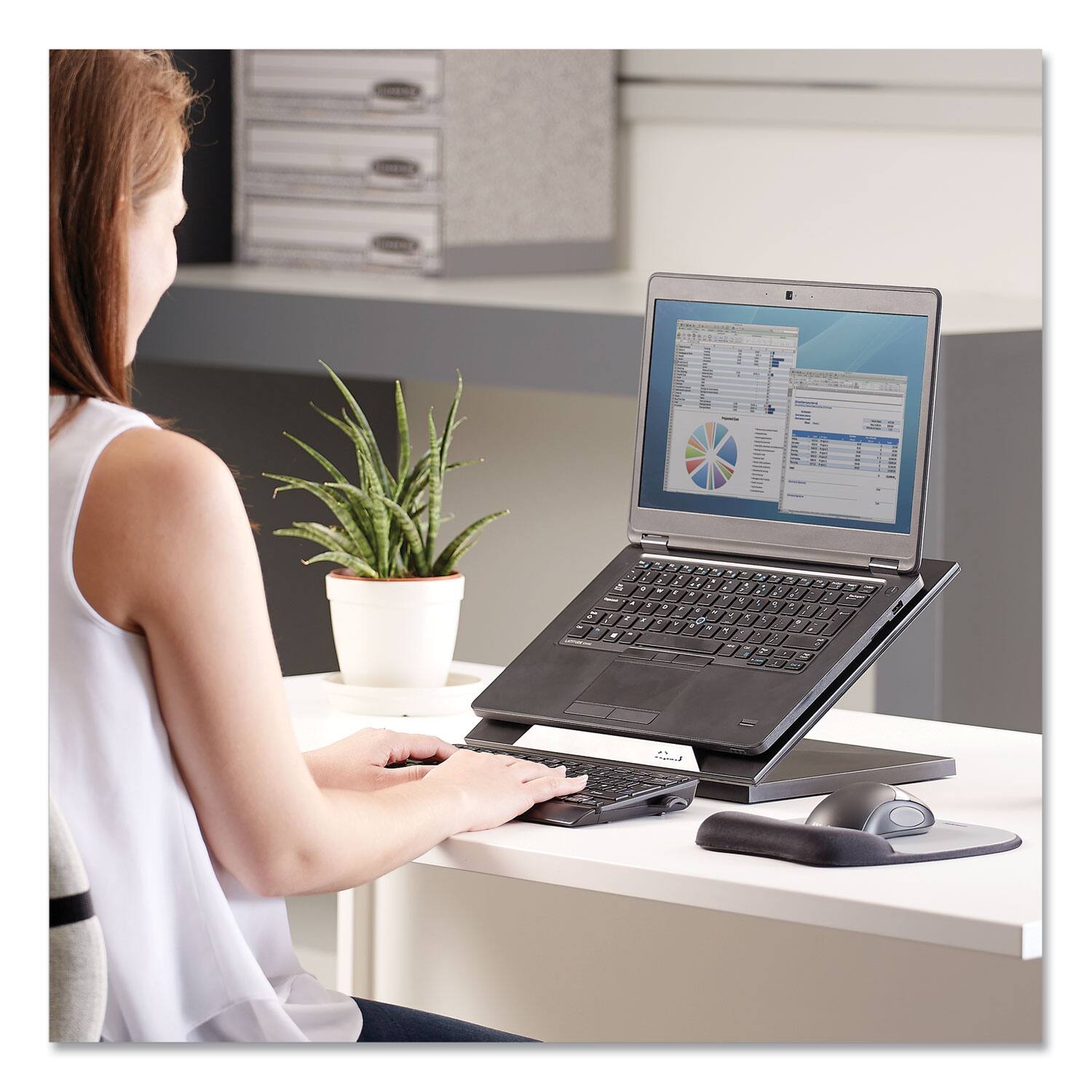 Alt View 5. Fellowes - Fellowes Mfg Co. 8038401 Designer Suites 13.19 in. x 11.19 in. x 4 in. Laptop Riser Supports up to 25 lbs. - Black Pearl - Black.