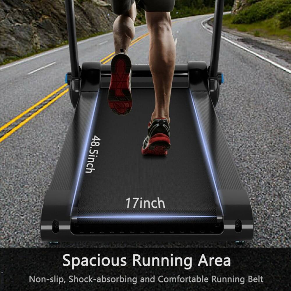 48.5-inch x 17-inch Spacious Running Area: Non-slip, Shock-absorbing, and Comfortable Running Belt