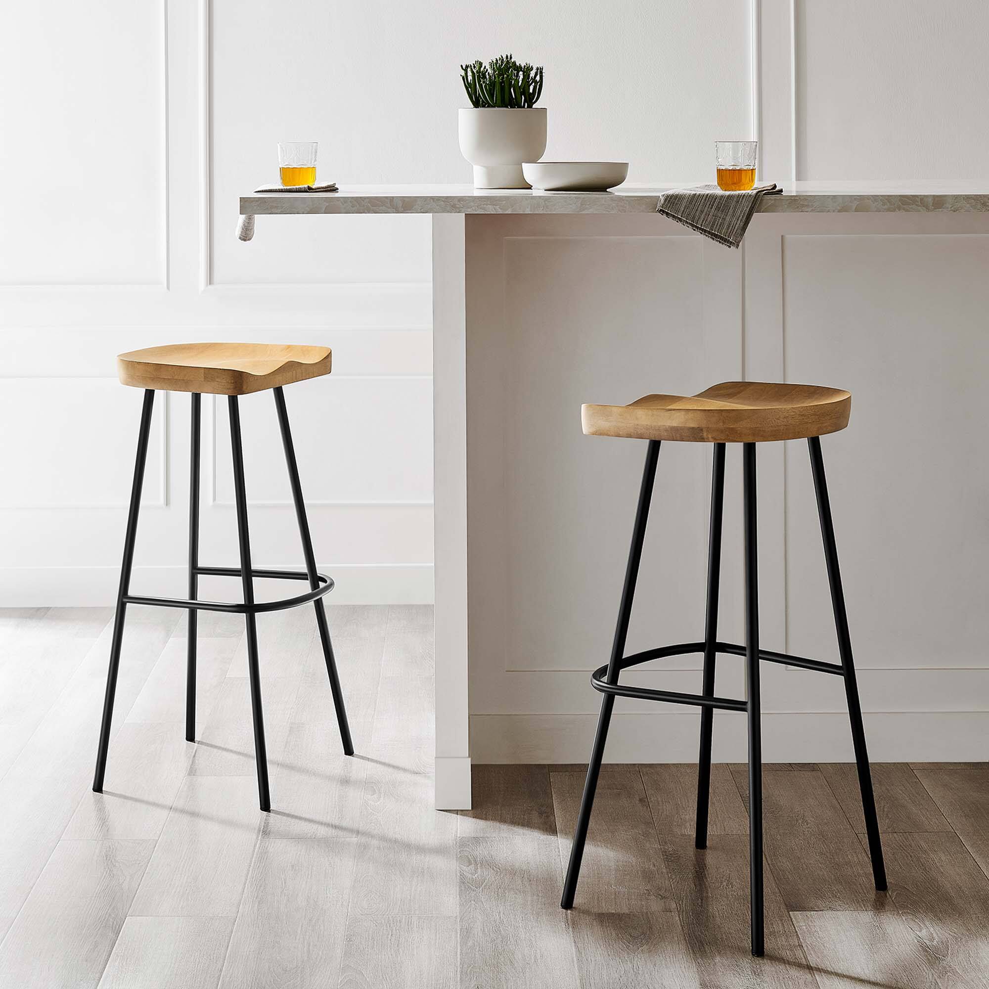 Alt View 5. Modway - Concord Backless Wood Bar Stools Set of 2 - Brown.