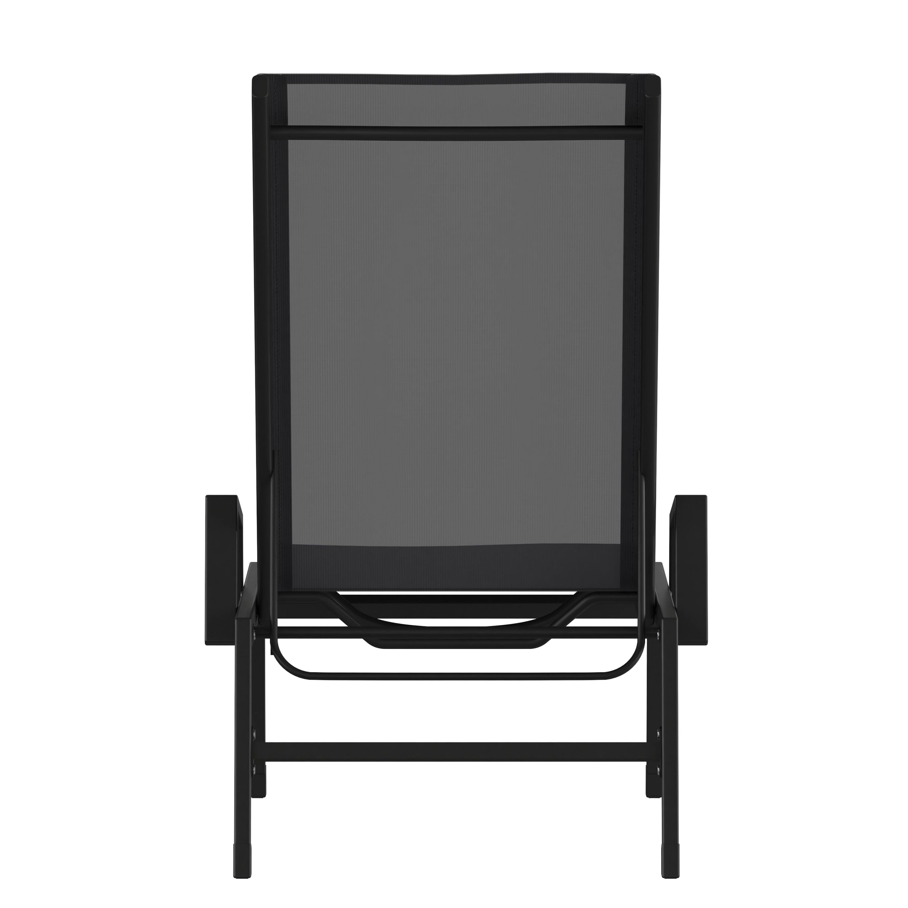Alt View 7. Emma + Oliver - Braelin Textilene Adjustable 5 Position Patio Chaise Lounge with Armrests and Metal Frame - Black/Black.