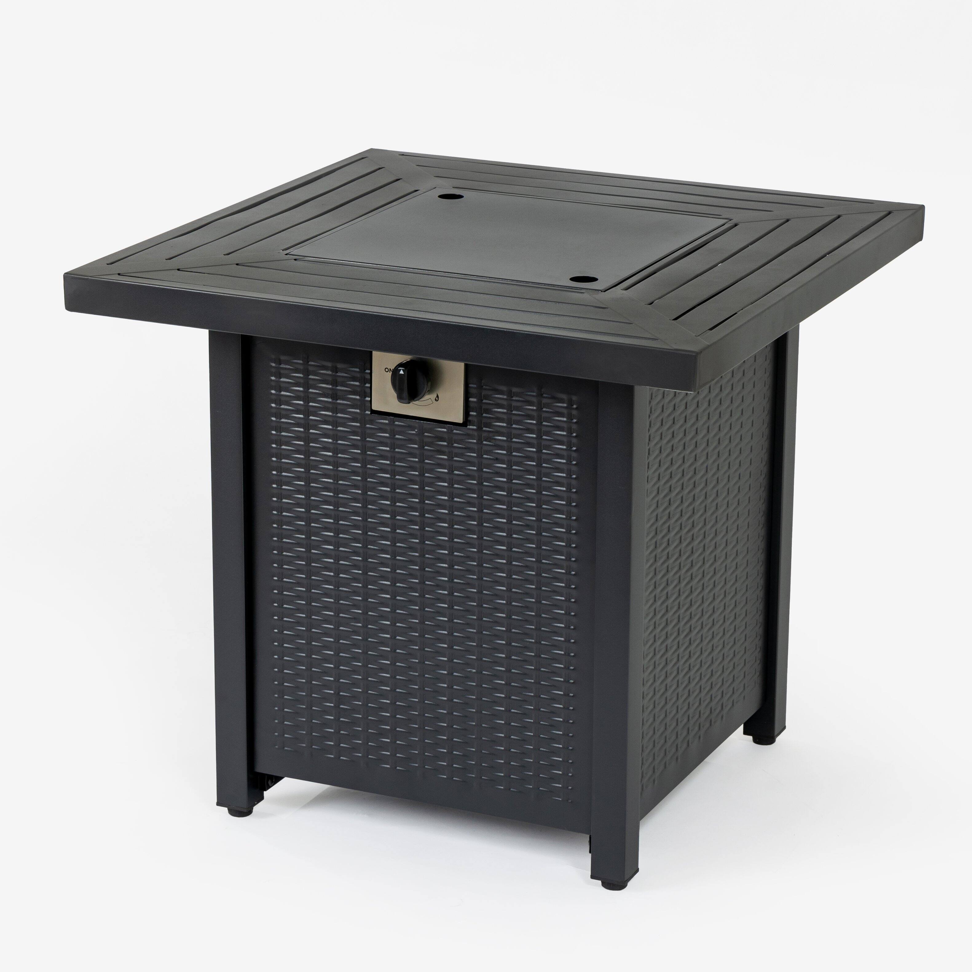 Back. Dexmalle - Dexmalle-28Inch Iron Square Propane Fire Pit Table-Black.