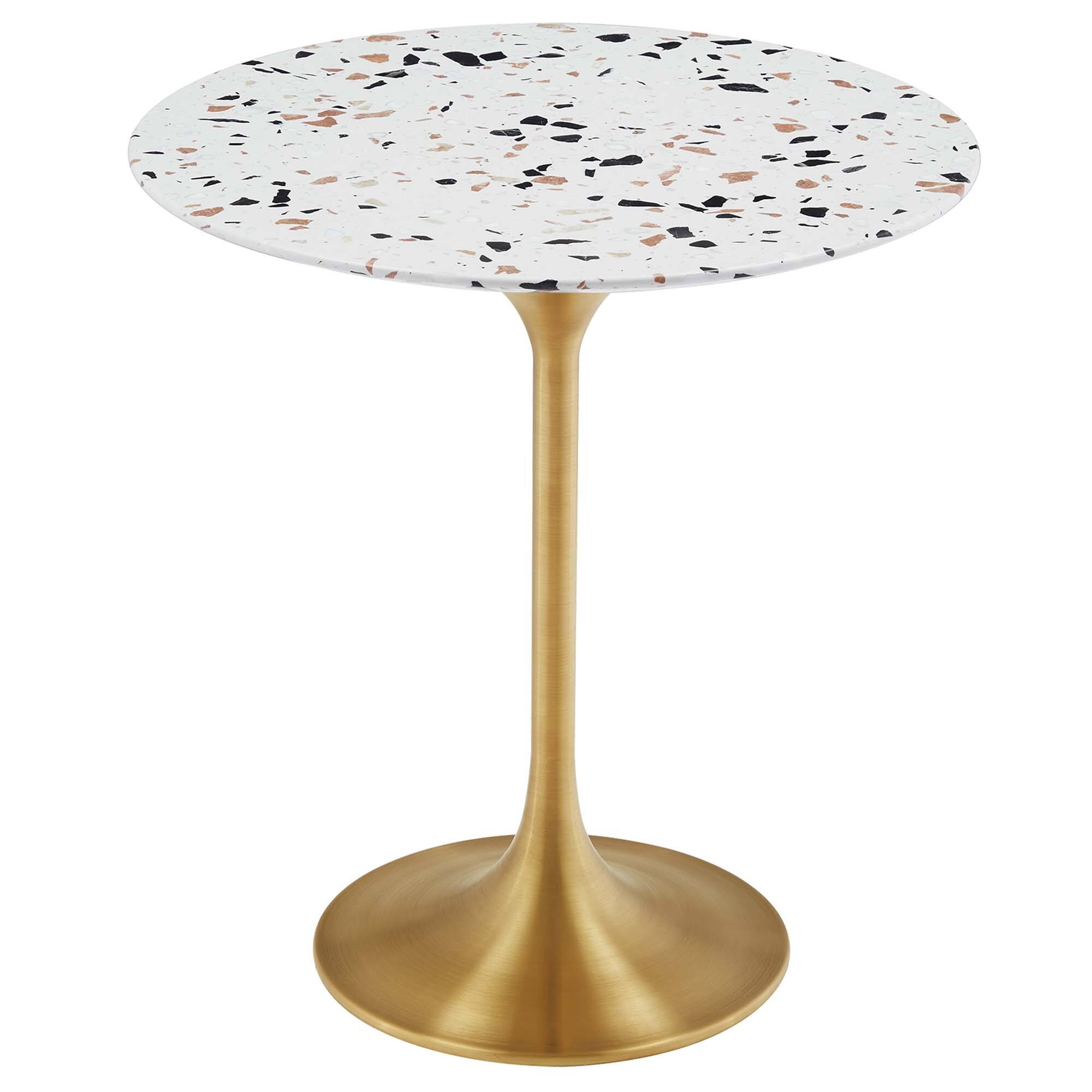 Angle. Modway - Lippa Round Terrazzo Side Table - Gold Terrazzo.
