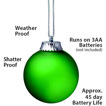 - Weather Proof
- Shatter Proof
- Runs on 3AA Batteries (not included)
- Approx. 45 day Battery Life