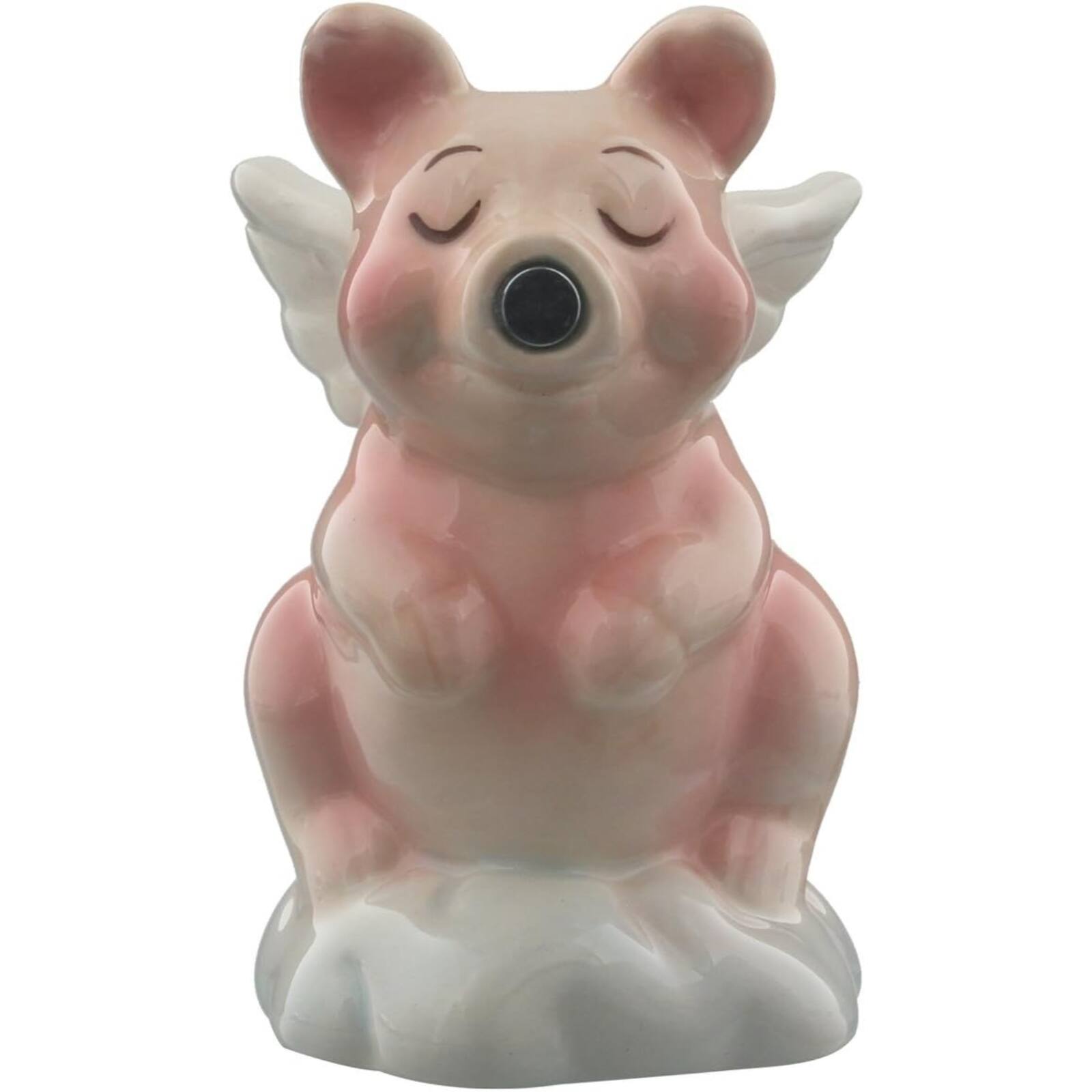Angle. Pacific Trading - When Pigs Fly Hog Heaven Magnetic Ceramic Salt and Pepper Shaker Set - Pink.