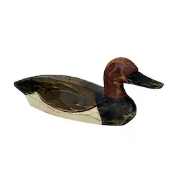 Things2Die4 - Rustic Hand-Carved Wood Duck Figurine 10.5 Inch Distressed Tabletop Decor - Red/Brown