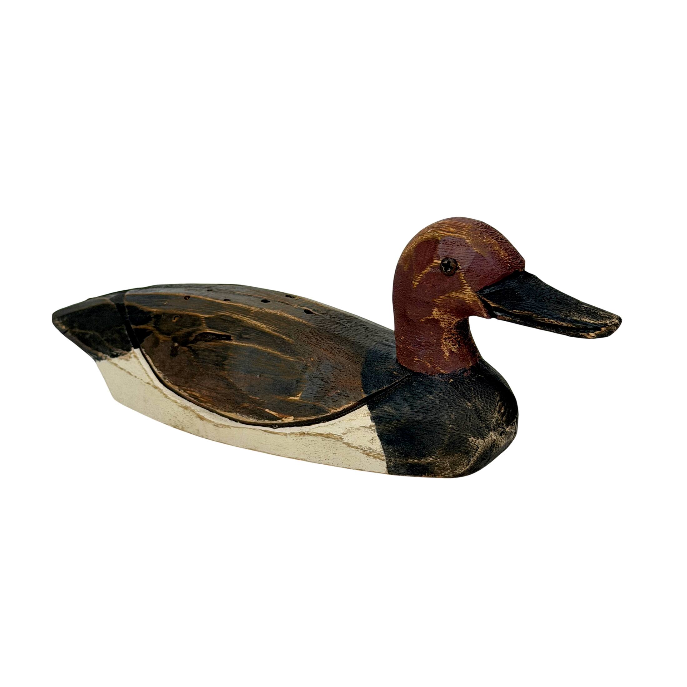 Front. Things2Die4 - Rustic Hand-Carved Wood Duck Figurine 10.5 Inch Distressed Tabletop Decor - Red/Brown.