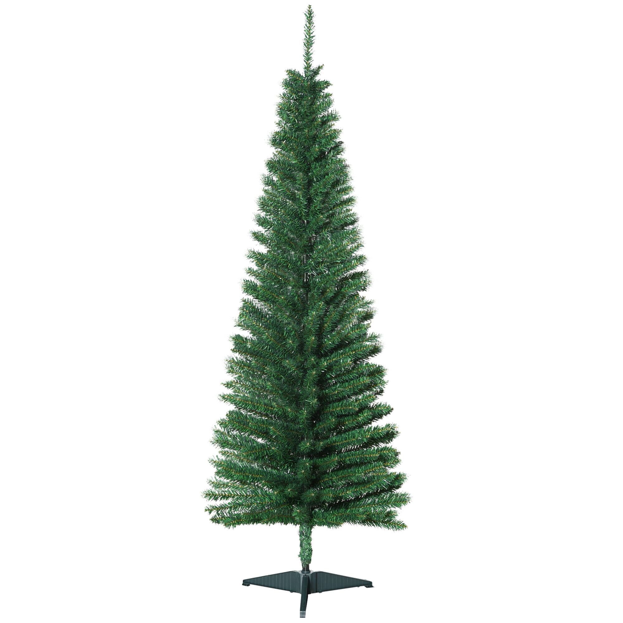 Homcom - Artificial Pencil Christmas Tree, Slim Xmas Tree with 294 Realistic Branch Tips and Plastic Stand - Green price history on PriceWatchPro
