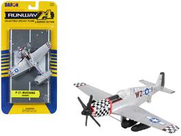 Runway24 - North American P-51 Mustang Silver US Army Air Force with Runway Section Airplane - Silver Metallic