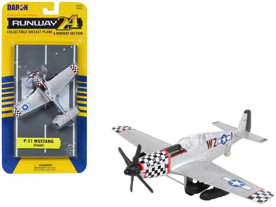 DARON
Build your own runway
RUNWAY 24
COLLECTIBLE DIECAST PLANE & RUNWAY SECTION
P-51 MUSTANG (USAAF)
WARNING: CHOKING HAZARD - Small parts. Not for children under 3 years.
OVER 3 YEARS