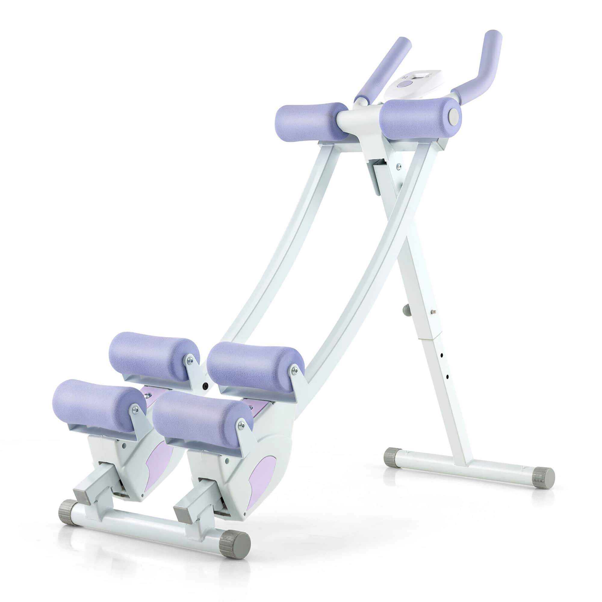 Alt View 19. Costway - Ab Machine Foldable Core & Abdominal Workout Trainer Cruncher Adjustable Heights - White/Purple.