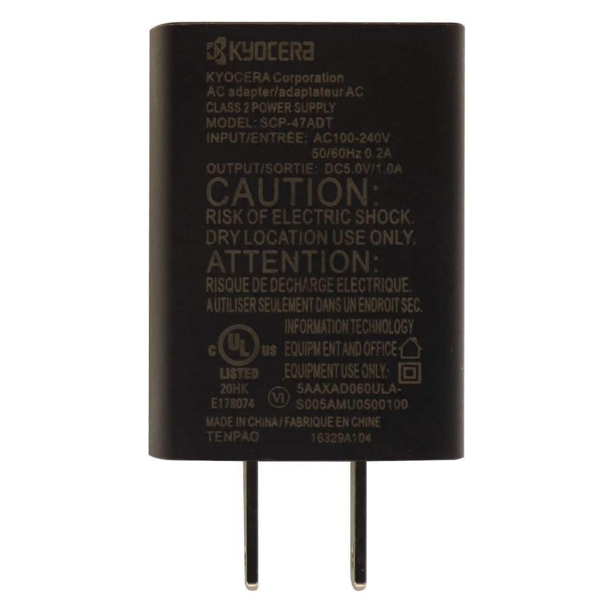 Kyocera - 5V - 1A Wall Charger Single USB Port Charging Adapter SCP-47ADT - Black