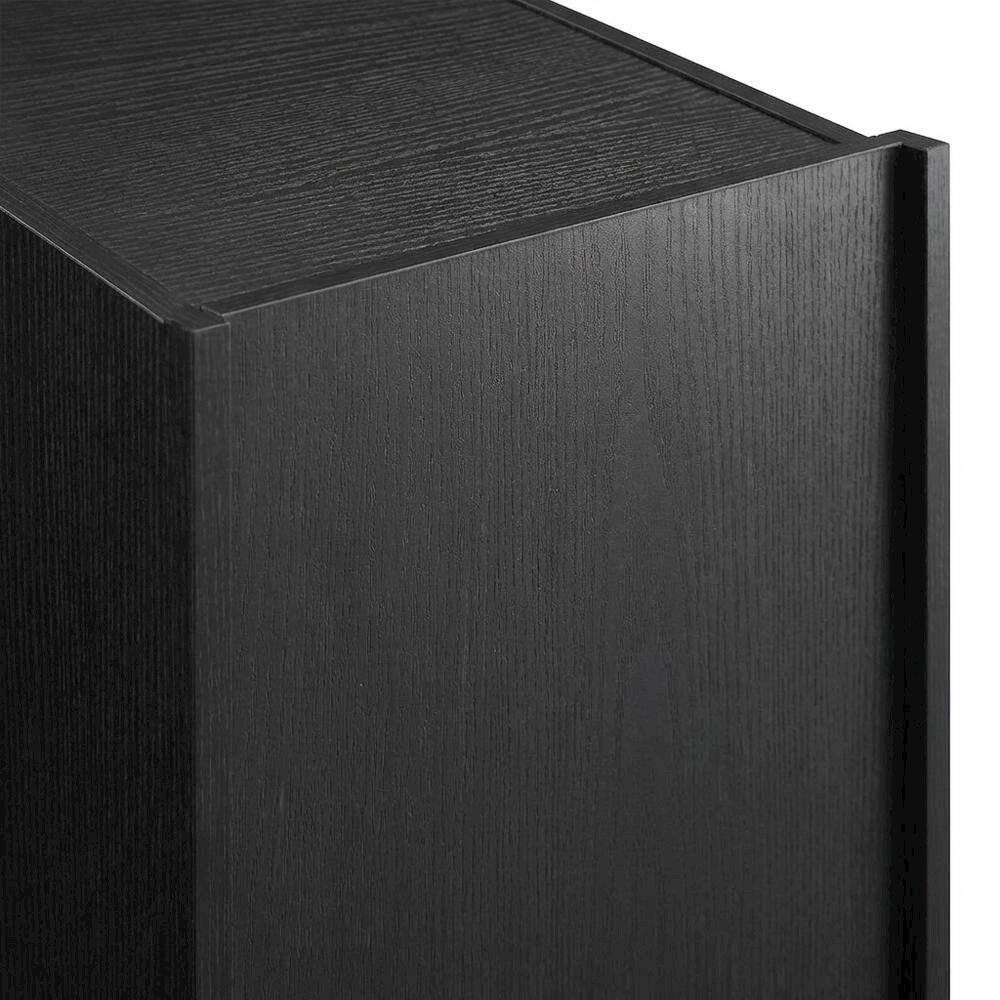 Alt View 2. FurniFact - Vinyl Record Storage Stand in Black with Compact Design for Home Entertainment - Black.