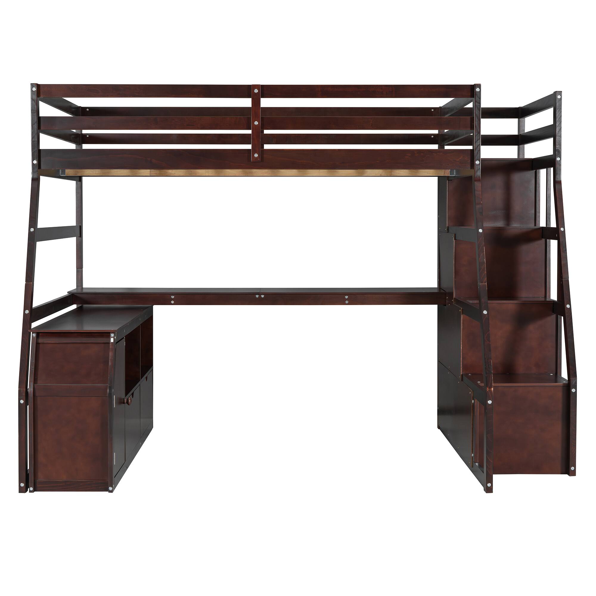 Alt View 6. Tiramisubest - Full Size Loft Bed with 7 Drawers, 2 Shelves & Desk - Sturdy, Fun & Functional - Espresso.