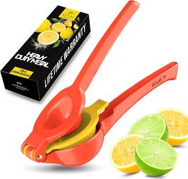 Zulay Kitchen - Metal 2-In-1 Lemon Squeezer - Bright Red and Yellow