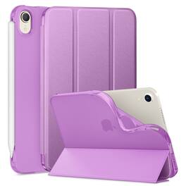 DTTO - Slim Trifold Case for iPad mini 7 (A17 Pro) 2024 / iPad mini 6 2021, Translucent Frosted Back, Auto Wake/Sleep - Purple