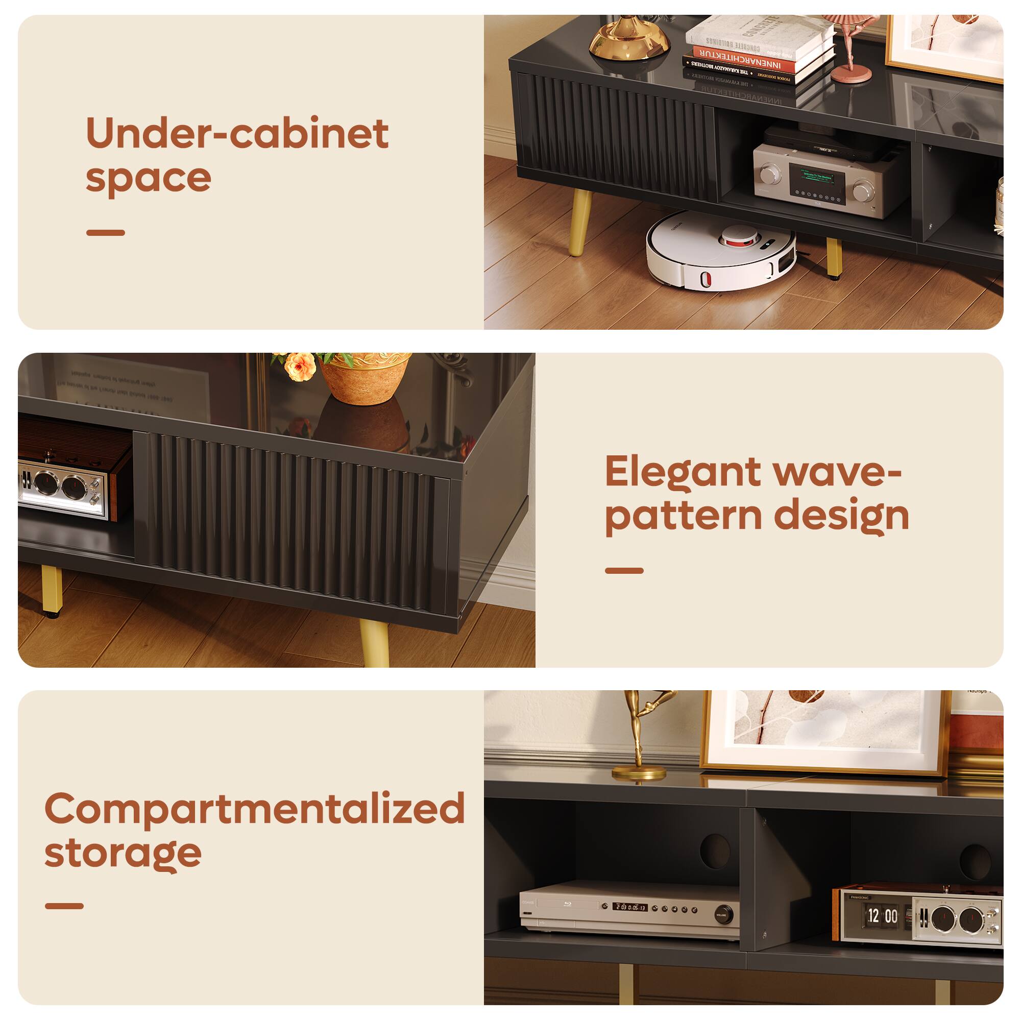 - INMENA CHITEKTUR
- Under-cabinet space
- Elegant wave-pattern design
- Compartmentalized storage