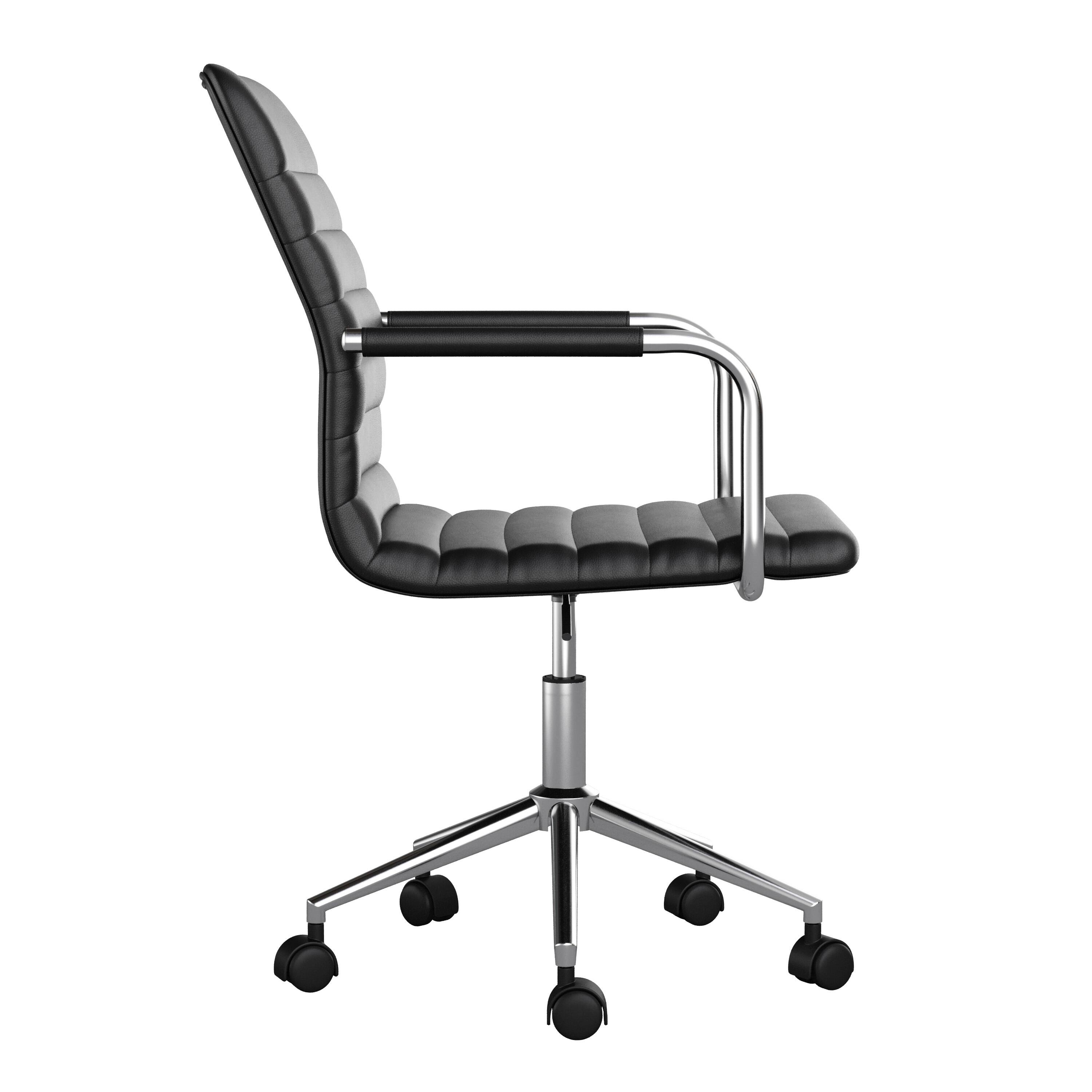 Alt View 20. Martha Stewart - Taytum Faux Leather Office Chair - Black Faux Leather/Polished Nickel.