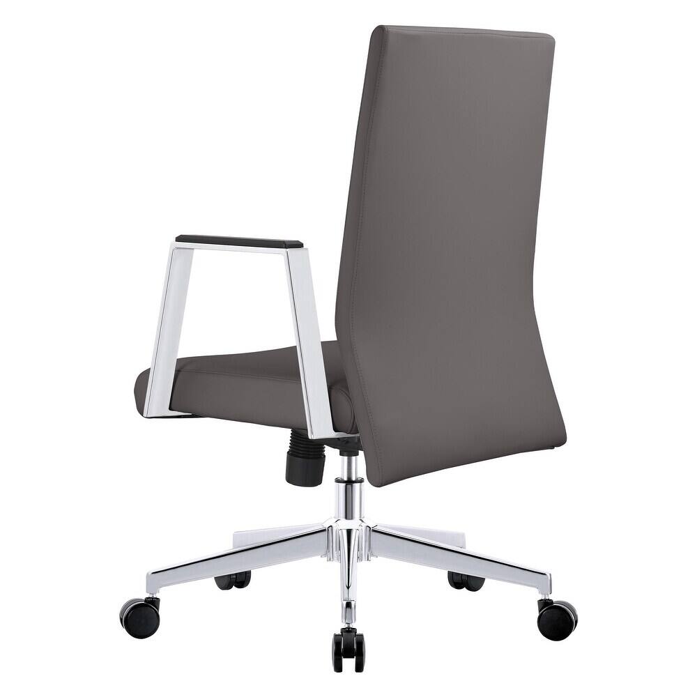 Alt View 5. LeisureMod - Aleen Office Chair in Upholstered Leather and Iron Frame with Swivel and Tilt Comfortable Desk Chair for Home Office - Grey.