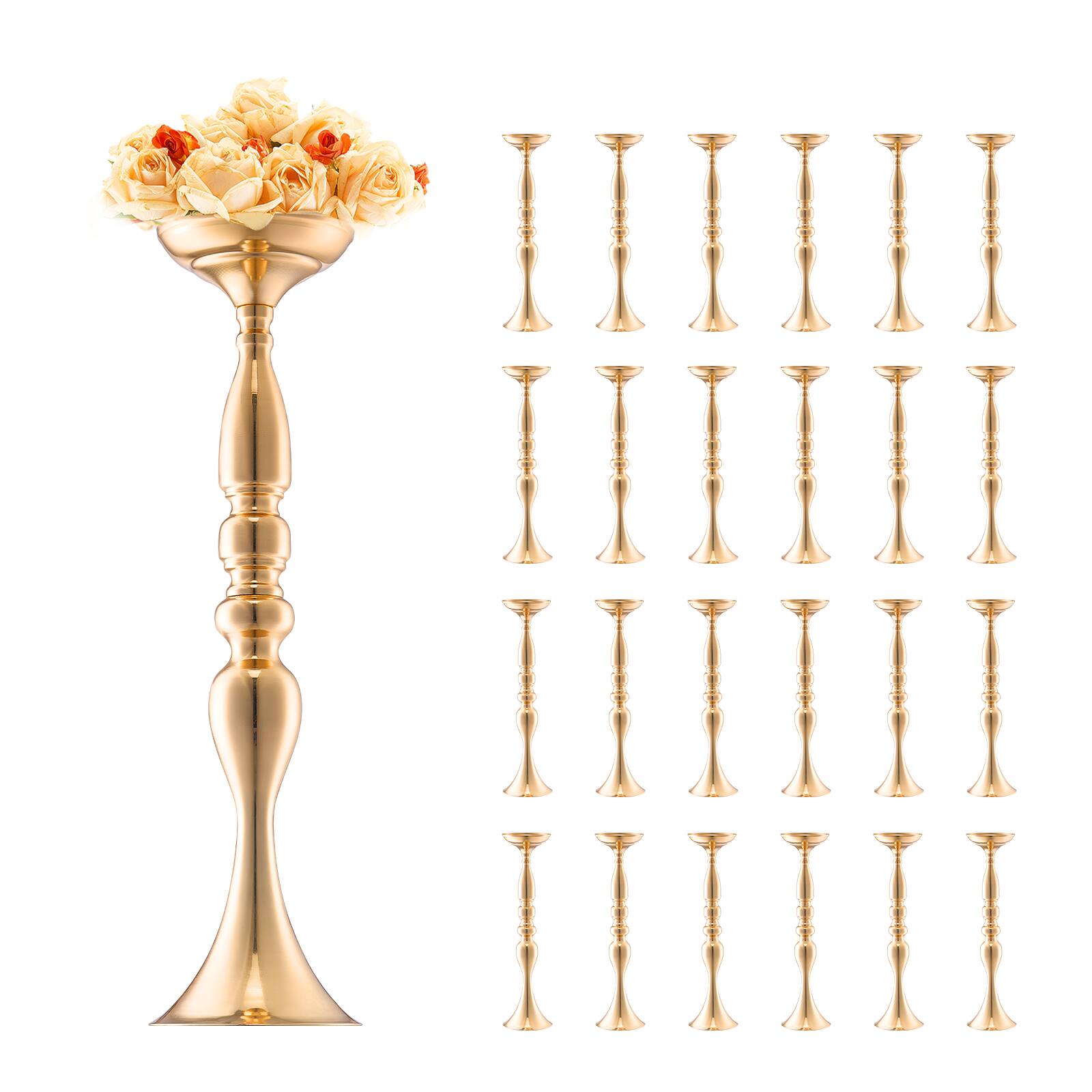 VEVOR - 24PCS 50cm/19.7” Tall Wedding Flower Vase, Metal Wedding Centerpiece, Gold Floral Arrangement Stand Display Rack - French Gold