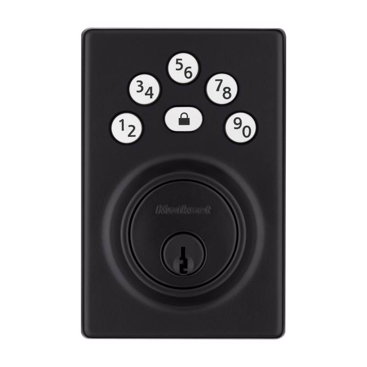 Left. Kwikset - Kwikset Powerbolt Matte Black Zinc Electronic Deadbolt.