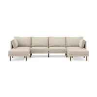 Burrow - Modern Field 4-Seat Sofa with Double Attachable Ottoman - Oatmeal - Front_Zoom